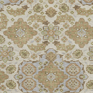HomeRoots 9' X 12' Beige and Tan Floral Medallion Area Rug - Washable, Stain-Resistant, UV Protected Comfort 705814