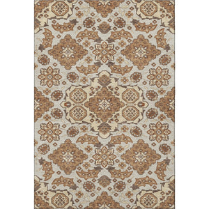 HomeRoots 5' X 8' Washable Floral Medallion Area Rug - Copper & Beige with UV Protection for Family Living 705835