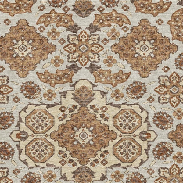 HomeRoots 8' X 10' Copper And Beige Floral Medallion Washable Area Rug - Durable, Stylish & UV Protected! 705837