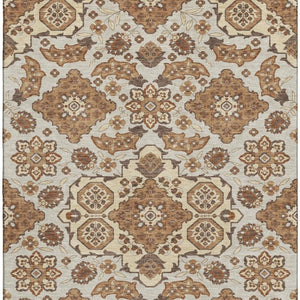HomeRoots 8' X 10' Copper And Beige Floral Medallion Washable Area Rug - Durable, Stylish & UV Protected! 705837