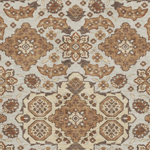 HomeRoots 9' X 12' Copper & Beige Floral Medallion Area Rug - Washable, UV-Protected, Durable for Family Homes 705838