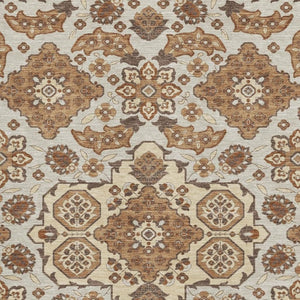 HomeRoots 10' X 14' Copper and Beige Floral Medallion Area Rug - Stylish, Washable, UV Protected, Durable Design 705839