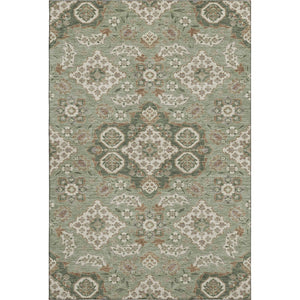 HomeRoots 8' X 10' Sage & Copper Floral Medallion Area Rug - Washable, UV-Protected, Soft & Durable Design 705861