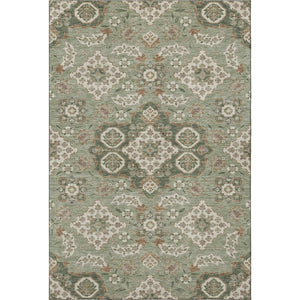 HomeRoots 10' X 14' Sage & Copper Floral Medallion Area Rug - Stain Resistant, UV Protected, Non-Slip Backing 705863