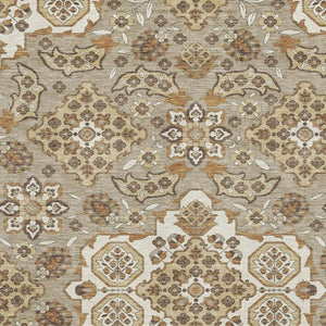 HomeRoots 8' X 10' Washable Taupe Beige Floral Medallion Area Rug with UV Protection for Modern Homes 705879