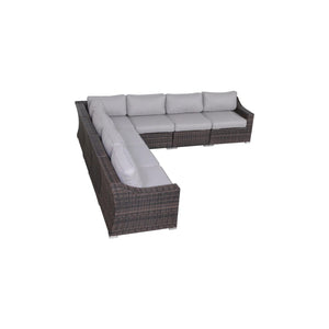 English Elm Fully Assembled 7-Piece Rattan Outdoor Sectional Set With Cushions - Stylish, Durable & Modular Design B120S00184