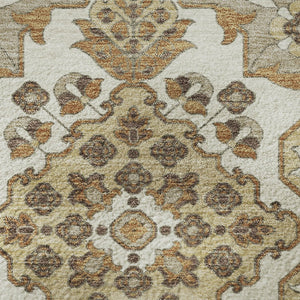 HomeRoots 10' X 14' Washable Floral Medallion Area Rug in Taupe & Beige - UV Protected, Durable & Stylish! 705881