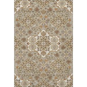 HomeRoots 10' X 14' Washable Floral Medallion Area Rug in Taupe & Beige - UV Protected, Durable & Stylish! 705881