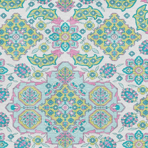 HomeRoots 5' X 8' Floral Medallion Area Rug - Soft, Washable, UV Protected, Perfect for Homes with Kids & Pets! 705889