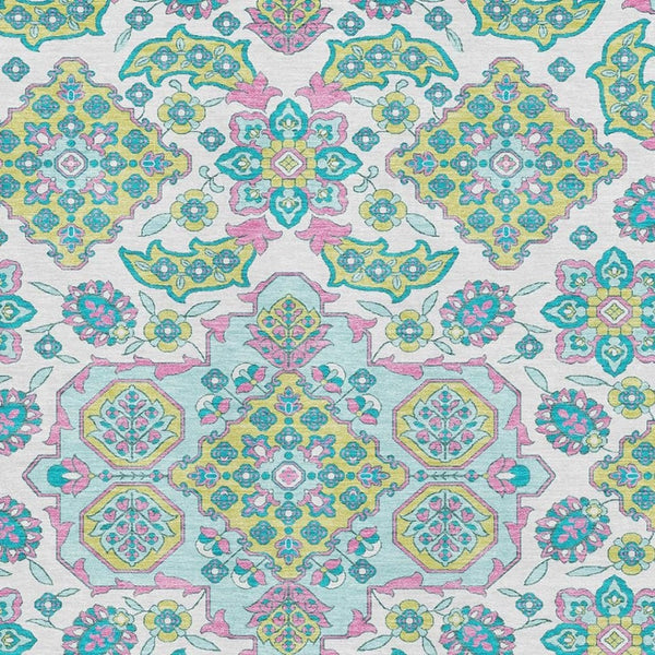 HomeRoots 5' X 8' Floral Medallion Area Rug - Soft, Washable, UV Protected, Perfect for Homes with Kids & Pets! 705889