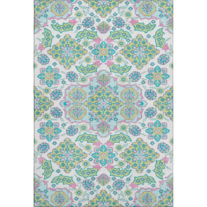HomeRoots 8' X 10' Washable Floral Medallion Area Rug – Stain-Resistant, UV-Protected, Family-Friendly Decor 705891