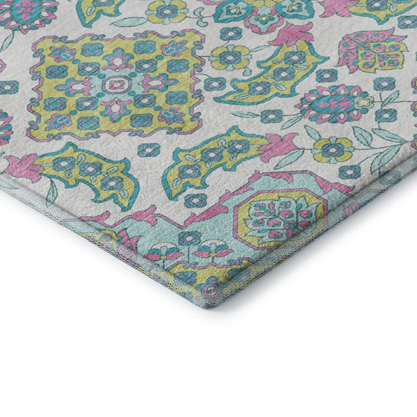 HomeRoots 8' X 10' Washable Floral Medallion Area Rug – Stain-Resistant, UV-Protected, Family-Friendly Decor 705891