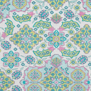 HomeRoots 8' X 10' Washable Floral Medallion Area Rug – Stain-Resistant, UV-Protected, Family-Friendly Decor 705891