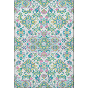 HomeRoots 8' X 10' Washable Floral Medallion Area Rug – Stain-Resistant, UV-Protected, Family-Friendly Decor 705891