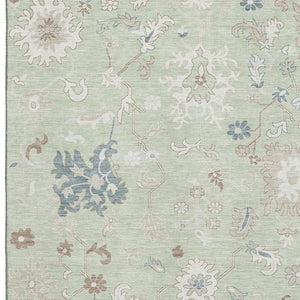 HomeRoots 8' X 10' Artichoke Green Floral Washable Area Rug - Durable, Stain-Resistant, UV-Protected Design 705897