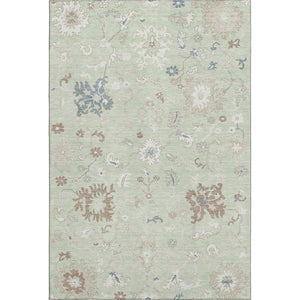 HomeRoots 10' Transitional Floral Area Rug in Artichoke Green, Brown & Blue - Washable, UV Protected & Durable! 705899