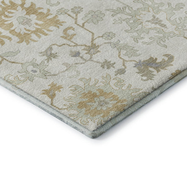 HomeRoots 5' X 8' Ivory Beige Floral Area Rug – Washable, Stain Resistant, UV Protected for Everyday Use 705907
