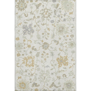 HomeRoots 8' X 10' Ivory Beige & Gray Floral Area Rug - Washable, Stain-Resistant, UV Protected for Durability! 705909