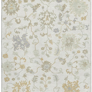 HomeRoots 9' X 12' Ivory Beige & Gray Floral Area Rug - Washable, Stain Resistant, UV Protected for Families 705910