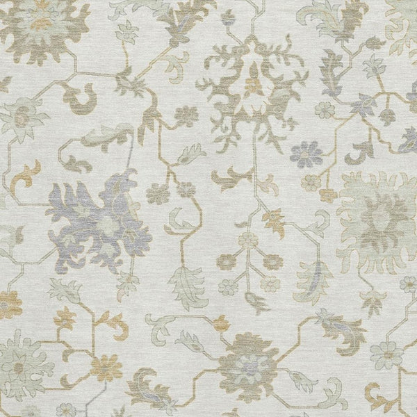 HomeRoots 10' Washable Ivory Beige & Gray Floral Area Rug – Durable, UV-Protected, Perfect for Busy Homes 705911