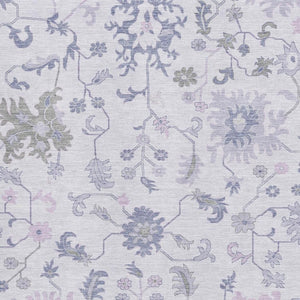 HomeRoots 8' X 10' Floral Area Rug in Lavender & Gray - Washable, UV-Protected, Non-Slip, Easy Care Design 705915