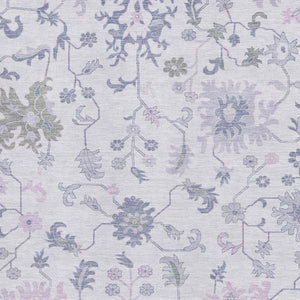 HomeRoots 9' X 12' Elegant Lavender & Gray Floral Area Rug – Washable, Stain-Resistant, UV Protected Design 705916
