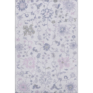 HomeRoots 10' X 14' Floral Area Rug in Lavender & Gray – Washable, UV Protected, Perfect for Pets & Kids! 705917