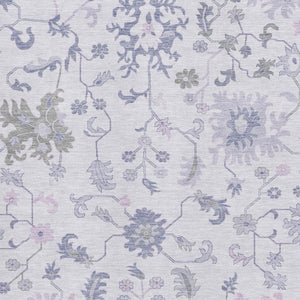 HomeRoots 10' X 14' Floral Area Rug in Lavender & Gray – Washable, UV Protected, Perfect for Pets & Kids! 705917