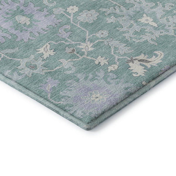 HomeRoots 8' X 10' Pale Aqua Floral Area Rug – Washable, Durable, UV Protected, Perfect for Kids and Pets! 705921