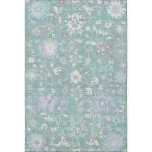 HomeRoots 8' X 10' Pale Aqua Floral Area Rug – Washable, Durable, UV Protected, Perfect for Kids and Pets! 705921