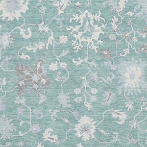 HomeRoots 9' X 12' Pale Aqua & Ivory Floral Washable Area Rug - Stain-Resistant, UV-Protected, Family-Friendly 705922