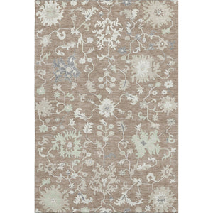 HomeRoots 5' X 8' Floral Washable Area Rug in Taupe, Ivory & Gray - UV Protected, Stain Resistant & Durable Design 705925