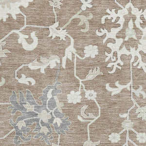 HomeRoots 5' X 8' Floral Washable Area Rug in Taupe, Ivory & Gray - UV Protected, Stain Resistant & Durable Design 705925