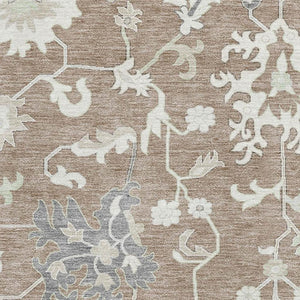 HomeRoots 8' X 10' Washable Floral Area Rug in Taupe, Ivory & Gray - Durable, Stain Resistant, UV Protected! 705927