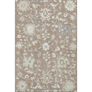 HomeRoots 10' X 14' Floral Area Rug in Taupe, Ivory & Gray - Washable, UV Protected & Perfect for Busy Homes 705929