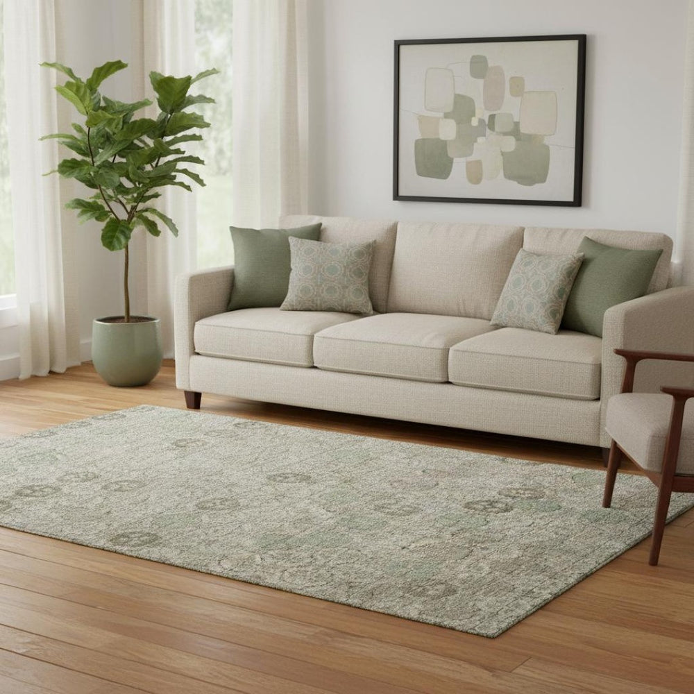HomeRoots 5' X 8' Beige And Taupe Geometric Area Rug – Washable, UV-Protected, Stylish for High-Traffic Spaces 705931