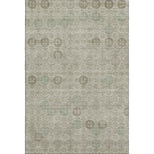 HomeRoots 5' X 8' Beige And Taupe Geometric Area Rug – Washable, UV-Protected, Stylish for High-Traffic Spaces 705931
