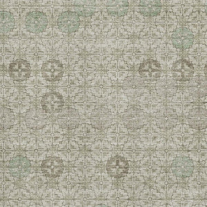 HomeRoots 5' X 8' Beige And Taupe Geometric Area Rug – Washable, UV-Protected, Stylish for High-Traffic Spaces 705931