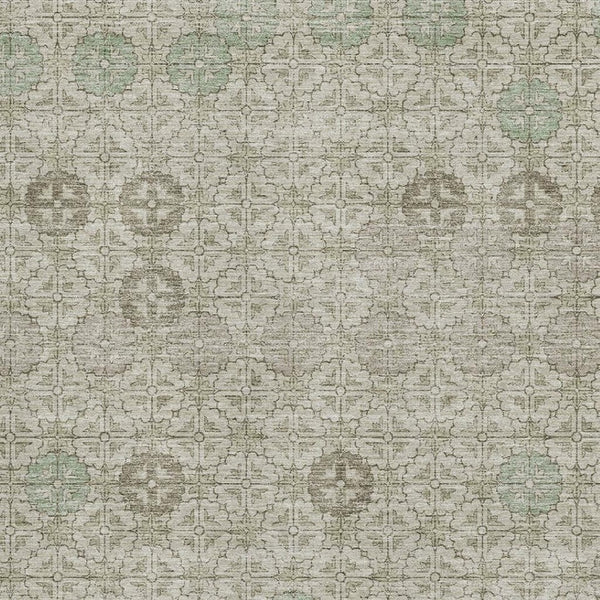 HomeRoots 5' X 8' Beige And Taupe Geometric Area Rug – Washable, UV-Protected, Stylish for High-Traffic Spaces 705931