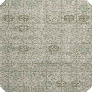 HomeRoots 8' Beige and Taupe Geometric Round Rug – Washable, UV-Protected, Perfect for Modern Spaces! 705932