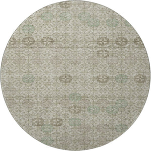 HomeRoots 8' Beige and Taupe Geometric Round Rug – Washable, UV-Protected, Perfect for Modern Spaces! 705932