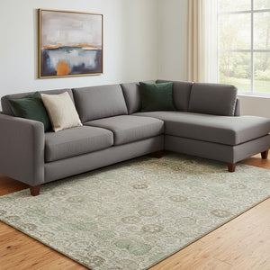 HomeRoots 8' X 10' Beige & Taupe Geometric Washable Area Rug – UV Protected, Stain Resistant for Family Spaces 705933