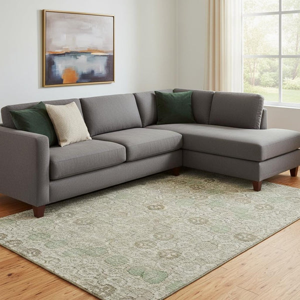 HomeRoots 8' X 10' Beige & Taupe Geometric Washable Area Rug – UV Protected, Stain Resistant for Family Spaces 705933