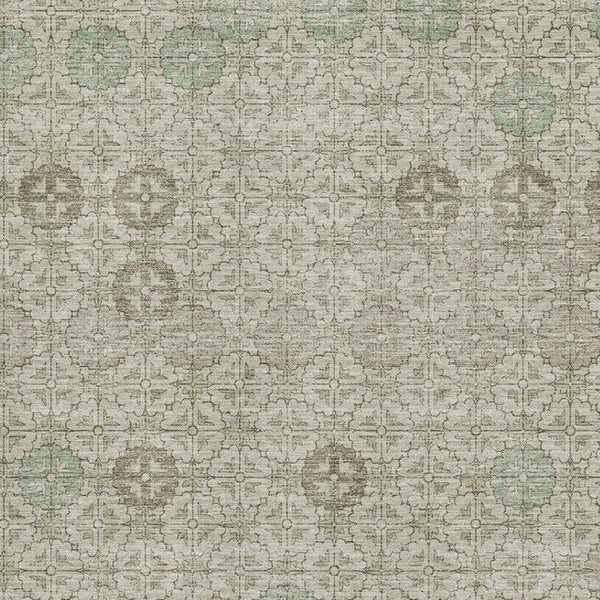 HomeRoots 8' X 10' Beige & Taupe Geometric Washable Area Rug – UV Protected, Stain Resistant for Family Spaces 705933