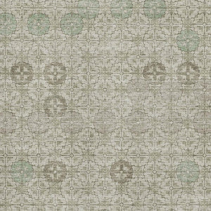 HomeRoots 9' X 12' Beige & Taupe Geometric Area Rug - Washable, UV-Protected, Ideal for High-Traffic Spaces! 705934