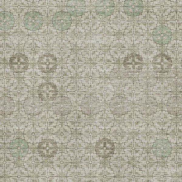 HomeRoots 9' X 12' Beige & Taupe Geometric Area Rug - Washable, UV-Protected, Ideal for High-Traffic Spaces! 705934