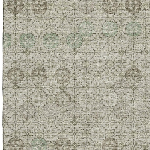 HomeRoots 10' X 14' Beige and Taupe Geometric Area Rug - Washable, UV Protected, Stylish & Stain Resistant! 705935