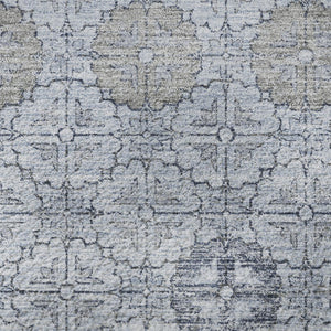 HomeRoots 8' Blue and Ivory Geometric Patterned Round Rug – Washable, UV-Protected, Durable for High Traffic Areas 705938