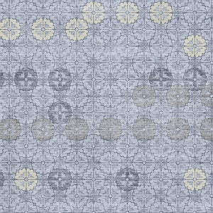 HomeRoots 8' X 10' Blue and Ivory Geometric Area Rug - Washable, UV Protected, Durable for Homes with Kids & Pets 705939