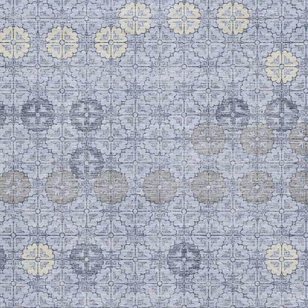 HomeRoots 8' X 10' Blue and Ivory Geometric Area Rug - Washable, UV Protected, Durable for Homes with Kids & Pets 705939